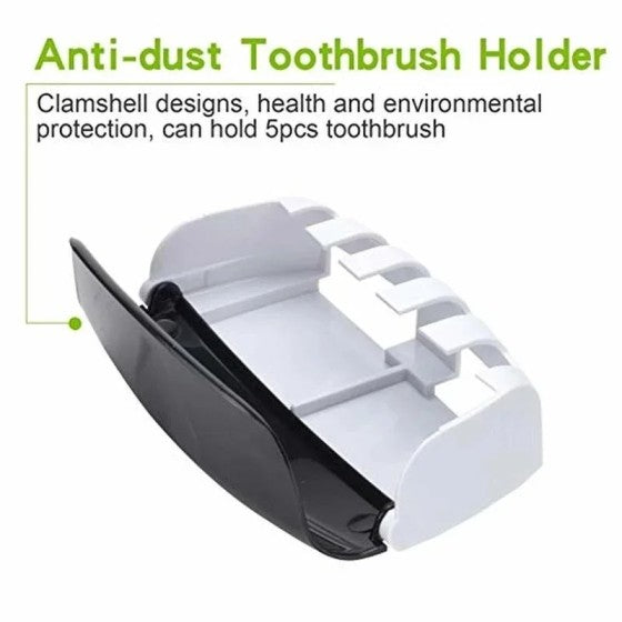 Anti-dust toothbrush holder with clamshell design on a white background