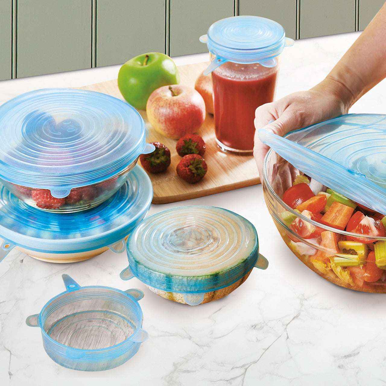 6-Pack Silicone Stretch Lids – Reusable Food Covers for Bowls, Cups & Containers