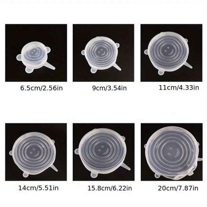 6-Pack Silicone Stretch Lids – Reusable Food Covers for Bowls, Cups & Containers
