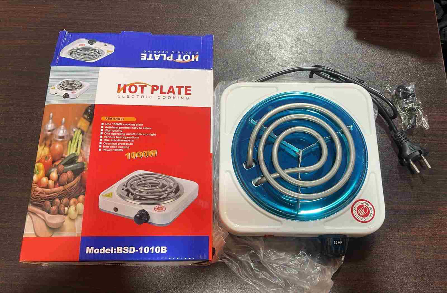 Electric Stove for Cooking - 1000W Hot Plate, Fast Heating, Auto-Thermostat, Easy to Clean