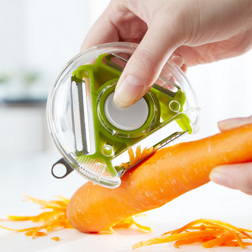 Rotary vegetable peeler with stainless steel blades