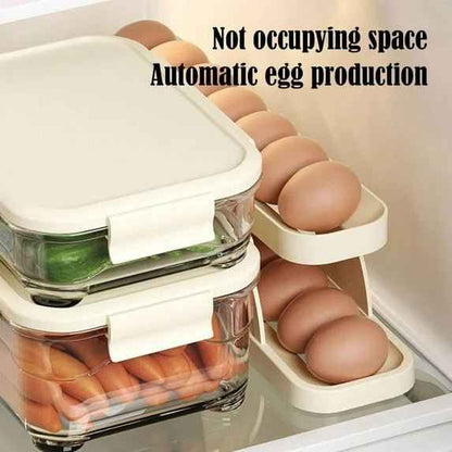 Egg Holder for Fridge – 2-Tier Rolling Automatic Egg Dispenser, Space-Saving Organizer