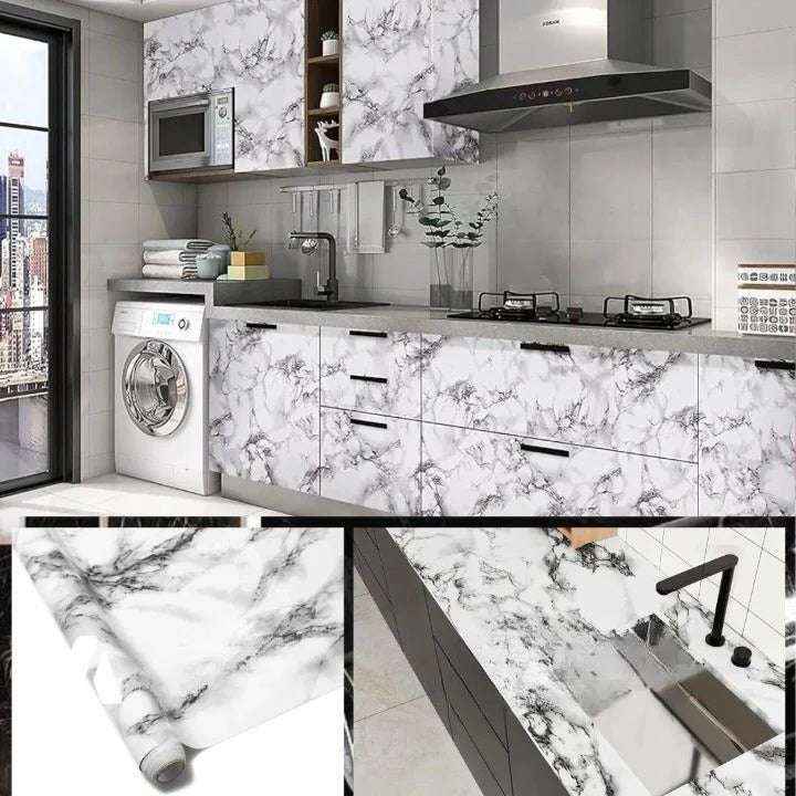Self-Adhesive Kitchen Wallpaper – Waterproof & Heat-Resistant Marble Wall Sheet (60x200 cm)