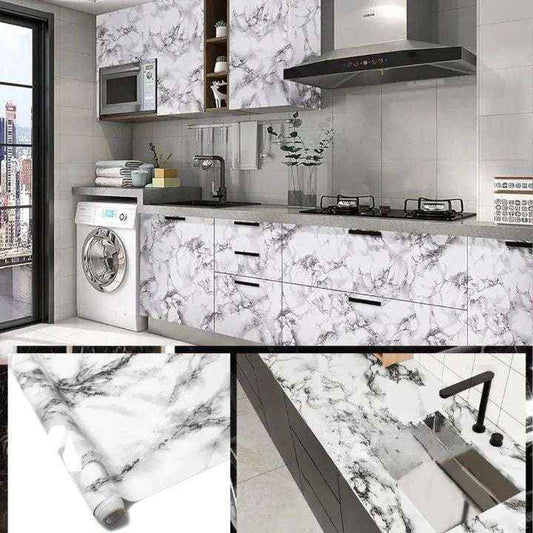 Self-Adhesive Kitchen Wallpaper – Waterproof & Heat-Resistant Marble Wall Sheet (60x200 cm)