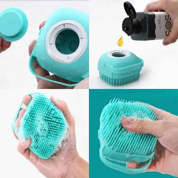 Silicone Bath & Body Shower Brush with Soap Dispenser – Exfoliating Scrubber for Smooth Skin