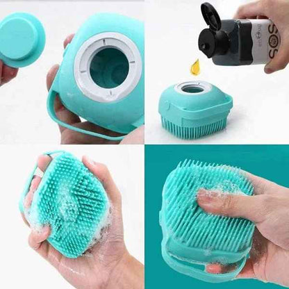 Silicone Bath & Body Shower Brush with Soap Dispenser – Exfoliating Scrubber for Smooth Skin