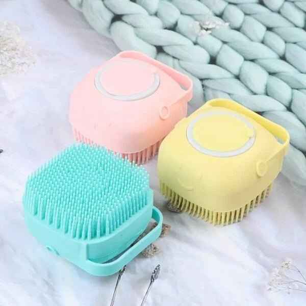 Silicone Bath & Body Shower Brush with Soap Dispenser – Exfoliating Scrubber for Smooth Skin