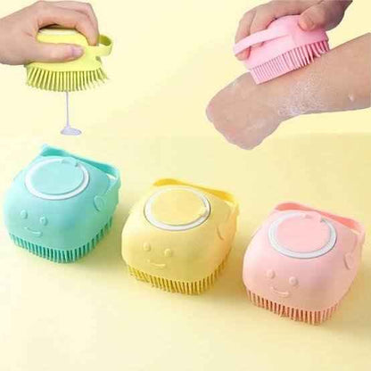 Silicone Bath & Body Shower Brush with Soap Dispenser – Exfoliating Scrubber for Smooth Skin