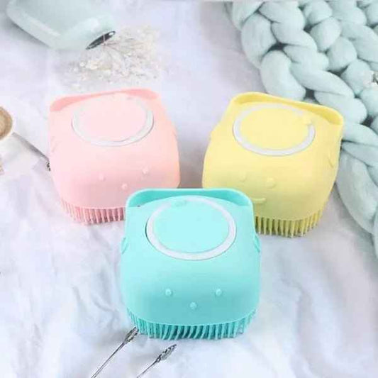 Silicone Bath & Body Shower Brush with Soap Dispenser – Exfoliating Scrubber for Smooth Skin