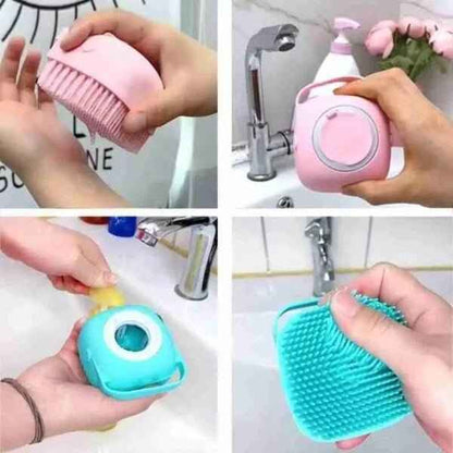 Silicone Bath & Body Shower Brush with Soap Dispenser – Exfoliating Scrubber for Smooth Skin