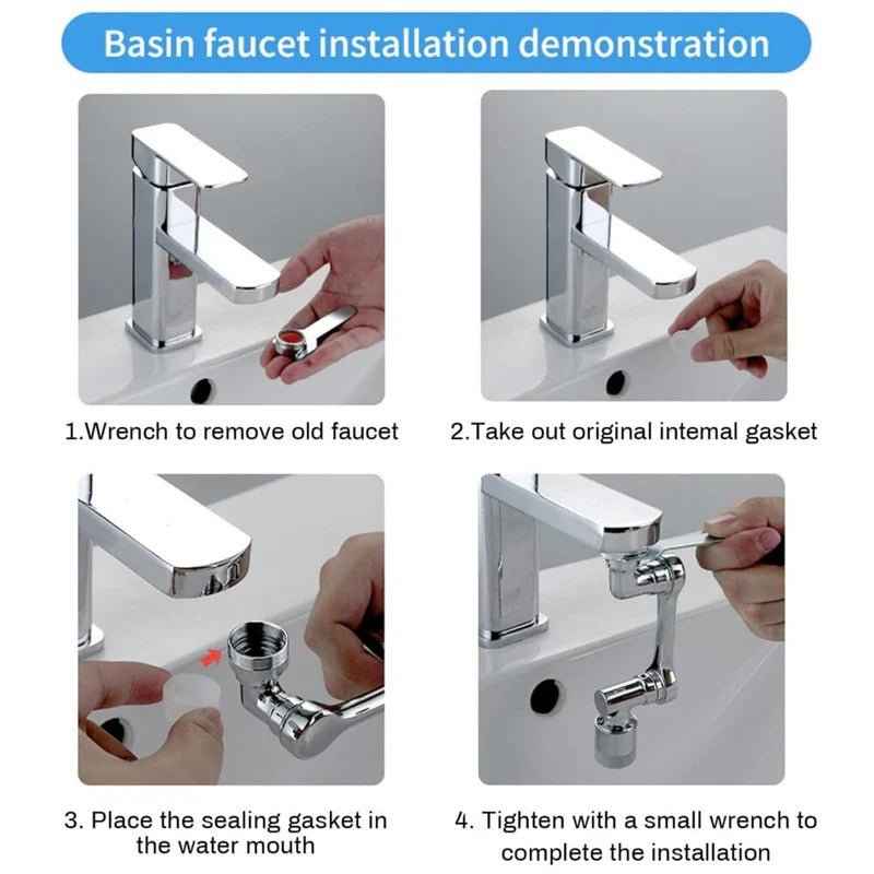 Universal Splash Filter Faucet – 1080° Rotating Kitchen Faucet Sprayer, Water-Saving Sink Aerator
