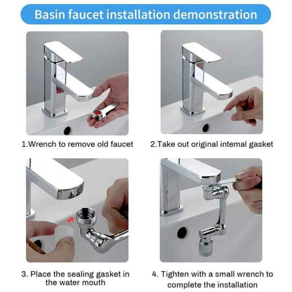 Universal Splash Filter Faucet – 1080° Rotating Kitchen Faucet Sprayer, Water-Saving Sink Aerator